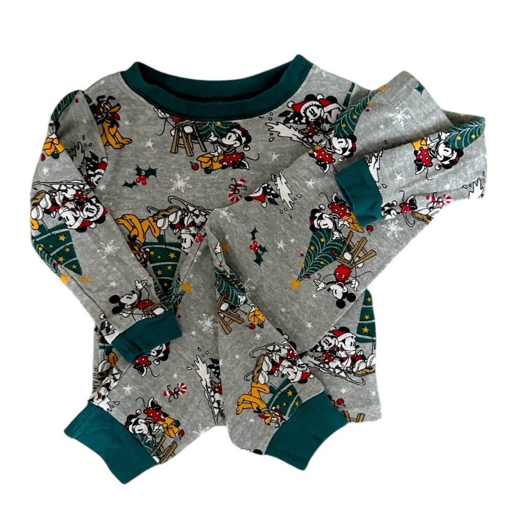 Disney 18 Month Mickey Minnie Mouse Holiday Pajama Set Long Sleeves Snug Fit